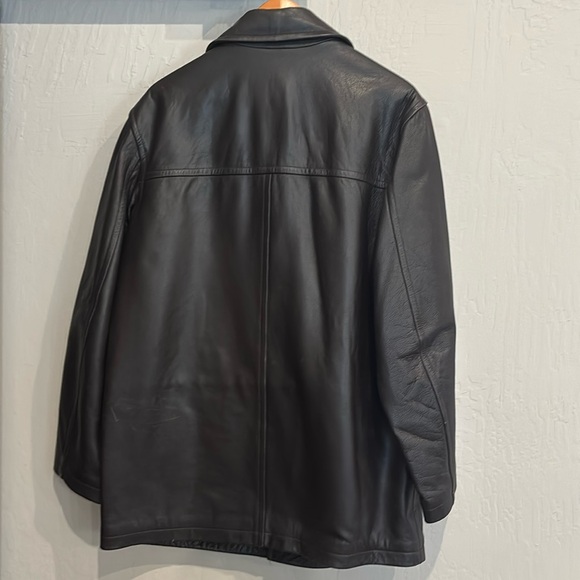 J. Crew Leather Pea Coat. Size M - Picture 2 of 4